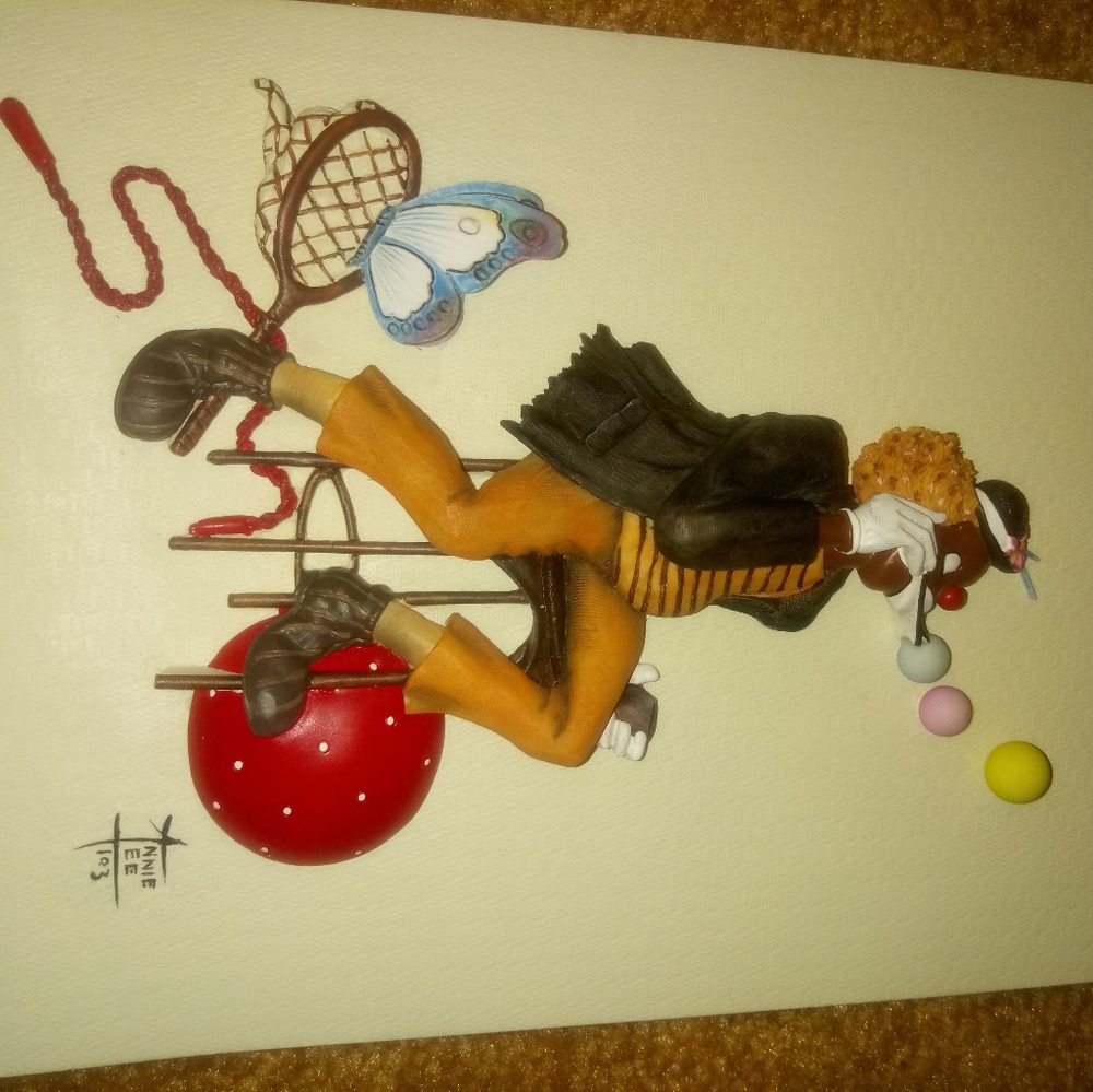 Annie Lee clown plaque - Red Ball and Butterflies